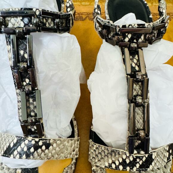 VANELI Womens Leather Snakeskin Pewter Links Strappy Sandals Size 4 to 5 - Picture 3 of 7